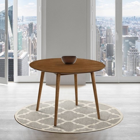42" Arcadia Round Wood Dining Table Walnut - Armen Living: Mid-century, 4-point Leg, Rubberwood ...