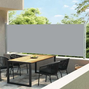 Side Awning Black Polyester with PU coating Large Retractable vidaXL - 1 of 4
