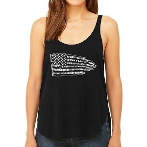 LA Pop Art Women's Premium Word Art Flowy Tank Top - Pledge of Allegiance Flag - 1 of 4
