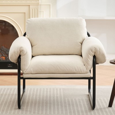 Hyleory Moore Metal Lambswool Upholstered Accent Chair for Bedroom Reception Area Reading Room Living Room