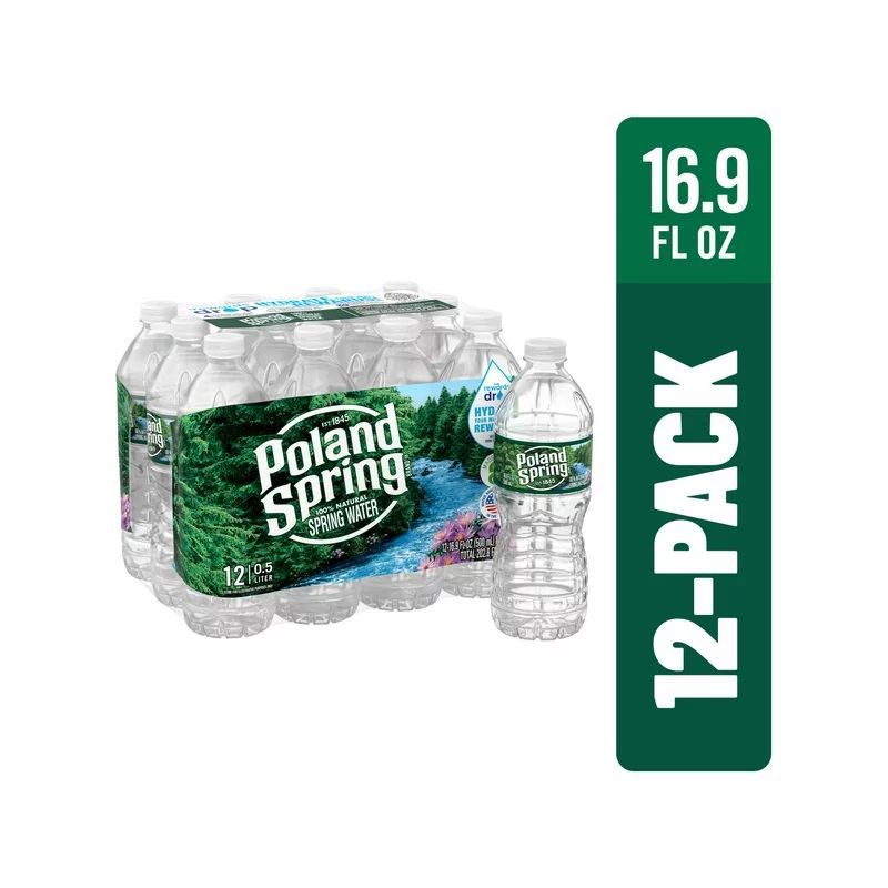 12 Pack Poland Spring Brand 100% Natural Spring Water, 16.9oz, 1 of 7