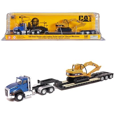 CAT Caterpillar CT660 Day Cab Tractor Blue Met w/Trailer & CAT 315C L  Hydraulic Excavator 1/87 Diecast Model by Diecast Masters