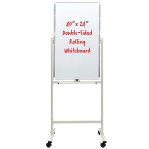 Excello Global Products Double Sided Whiteboard with Rolling Stand 40" x 24" - 1 of 4