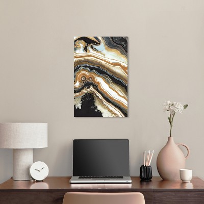 Black and Gold Abstract Geode Canvas Wall Art, 16" x 24"