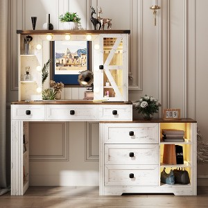 Vlsrka Makeup Vanity Desk With Storage Cabinet and Power Outlet - 1 of 4