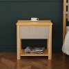 Sapphtopaz Wood Nightstand Set of 2 with Drawer Farmhouse Bedside Table with Open Bottom Shelf & Round Leg Night Stand for Bedroom, Living Room - 3 of 4