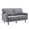 TiramisuBest Mid-Century Modern Loveseat Sofa, 2-Seater with USB & Removable Pillow Cover, Comfy Couch for Living Room, Bedroom, Apartment (Black) - 3 of 4