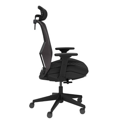 Black Ergonomic Mesh Gaming Chair with Adjustable Headrest
