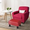 Costway Small Ottoman Footrest PU Leather Footstool Rectangular Seat Stool Red - 4 of 4