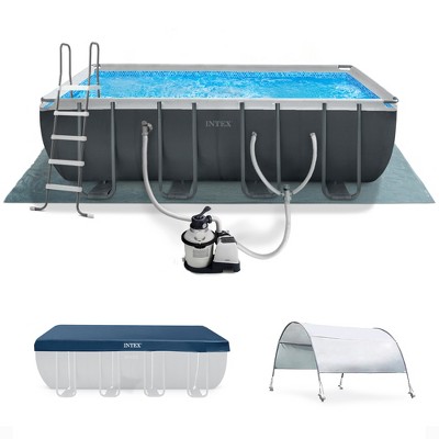 Intex Ultra XTR Rectangular Frame Swimming Pool Kit w/Pump & Canopy