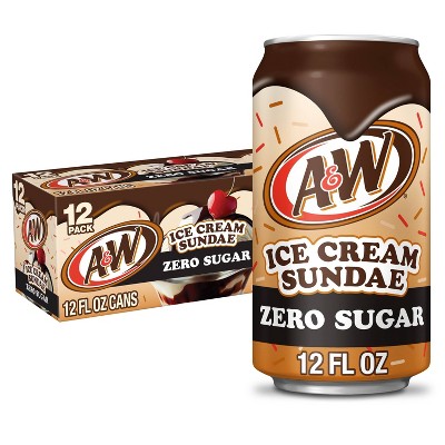 A&W Ice Cream Sundae Zero Sugar Soda - 12pk/12 fl oz Cans