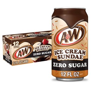 A&W Ice Cream Sundae Zero Sugar Soda - 12pk/12 fl oz Cans - 1 of 4