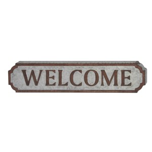 Metal Sign Welcome Wall Decor Brown - Olivia & May: Iron Abstract Art for Indoor/Outdoor, Vertical Panel - 1 of 4