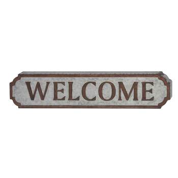Metal Sign Welcome Wall Decor Brown - Olivia & May