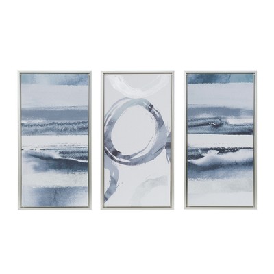 (Set of 3) 16.5" x 31.5" Surrounding Gel Coat Frame Canvas Wall Art Set Gray