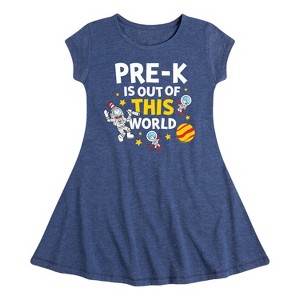 Girls' - Dr. Seuss - Pre-K Out Of This World Cat in the Hat Fit & Flair Cap Sleeve Dress - 1 of 4