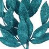 Vickerman 22" Teal Glitter BayLeaf Artificial Spray, 12 per Bag. - 3 of 3