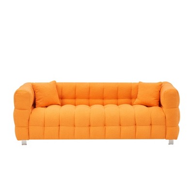 SKRAN Sofa 80 Inch Couch, Perfect for Living Room or Bedroom, Complete with Two Throw Pillows and Sturdy Hardware Foot Support