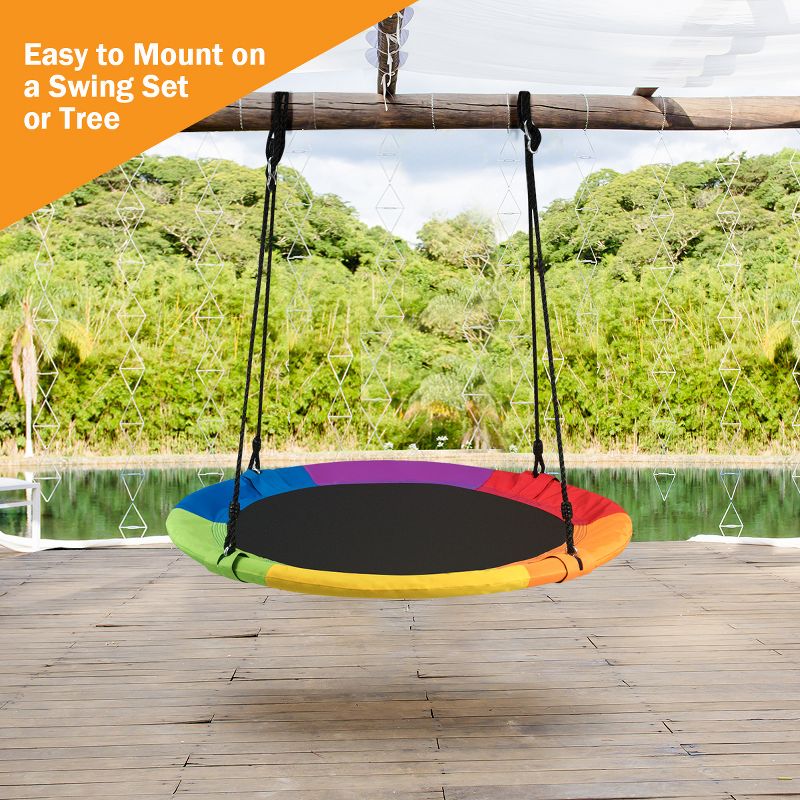 Costway 40" Flying Saucer Tree Swing Indoor Outdoor Play Set Kids Christmas Gift Purple/Blue/Green/Colorful/Blue Rocket/Blue Whale/Woods/Dark Green/Dark Pink/Yellow/Pink, 5 of 13