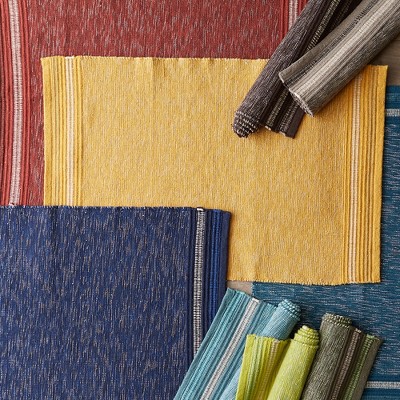 Nautical Blue Stripe Handwoven Cotton Rug 24"x36"
