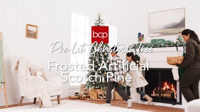 9ft Frosted Scotch Pine Slim Christmas Tree with Multicolor LED Lights