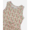 Deux par Deux Girl Printed Ribbed Dress with Waist Tie Small Flowers on White Background - 4 of 4