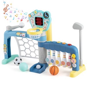 Costway Toddler Sports Toys 5-in-1 Basketball Soccer Bowling Baseball Golf with Lights - 1 of 4