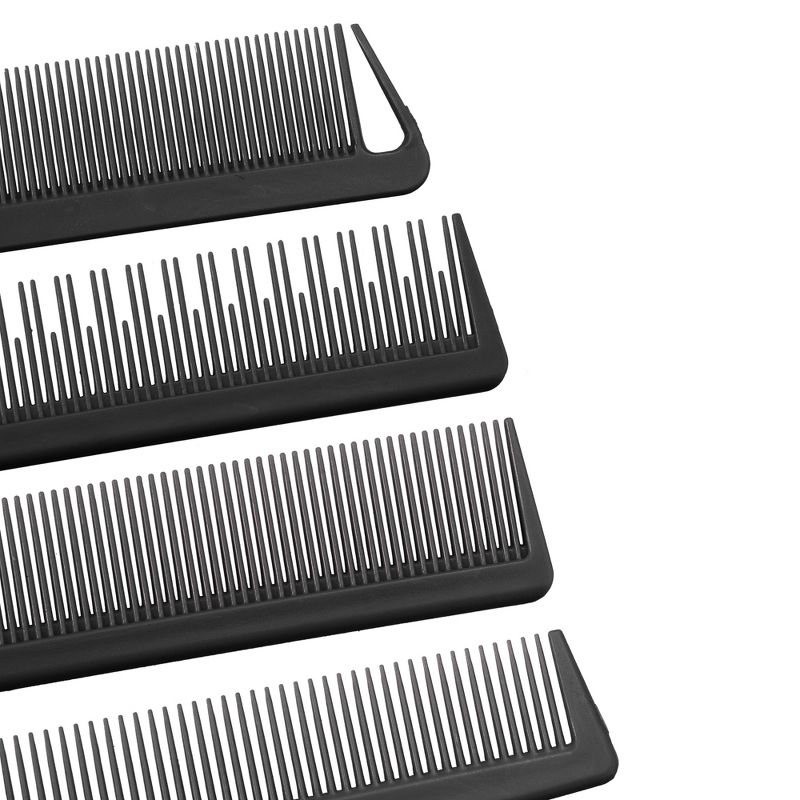 Unique Bargains 4 Pcs Tail Comb for Home Use, Styling Comb, Steel Handle Hair Combs Black, 5 of 7