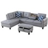 TIRAMISUBEST 104" Irine Faux Leather Sectional Ottoman L Shape Storage Interior Pull Down Cup Holders Neutral Tufted Nailhead Traditional - 4 of 4
