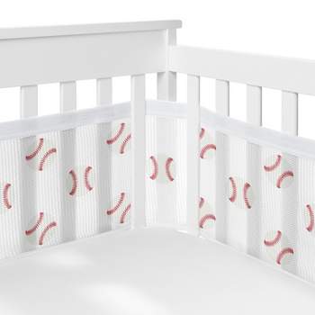 Sweet Jojo Designs Boy BreathableBaby Breathable Mesh Crib Liner Baseball Patch Red White