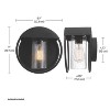 Globe Electric Neruda 1-Light 9" Metal Indoor Outdoor Wall Sconce with Seeded Glass Shade Matte Black - 3 of 4