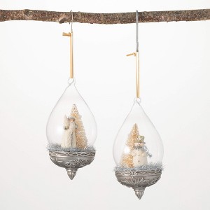 7"H Sullivans Snowman And Santa Ornament - Set of 2  Silver Christmas Ornaments - 1 of 2