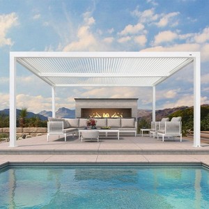 PURPLE LEAF Outdoor Louvered Pergola Aluminum Gazebo Modern White Patio Metal Pergola with Adjustable Rainproof Hardtop for Garden Lawns Yard - 1 of 4