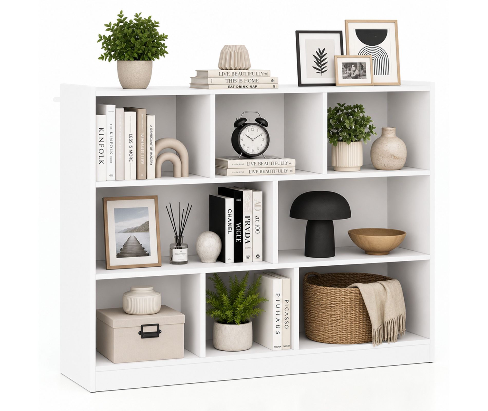 8-Cube Storage Organizer 3-Tier Cube Bookshelf Display Shelf, White