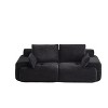 TIRAMISUBEST Cream-Style Memory Foam No Leg Floor Sofa, Corduroy Upholstered Loveseat Couch with 2 Pillows - 4 of 4