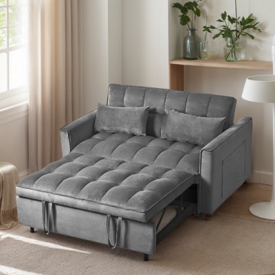 FONTOI 3 in 1 Pull out Sofa, Reversible Sleeper, Couch Bed with Adjustable Backrest Pillows&Pockets for Home, Dark Gray, 52.75"*31.1"*33.46"