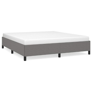 vidaXL King Bed Frame, Fabric Upholstered Platform Bed Frame, Dark Gray, No Mattress - 1 of 4