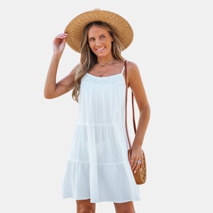 Women's Breezy White Embroidered Sundress - Cupshe - 1 of 4