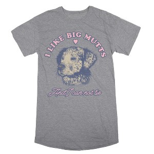 I Like Big Mutts And I Cannot Lie Crew Neck Short Sleeve Athletic Heather Women's Night Shirt - 1 of 3