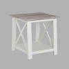 White Brown 3-Piece Set Table Top Cocktail Rectangular Coffee Table and Two Matching Square End Tables Living Room Wooden Furniture - 4 of 4