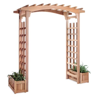 All Things Cedar PA96 Backyard Garden Wooden Traditional Archway Pagoda Arbor