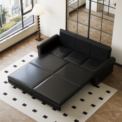 NicBex Couches for Living Room Versatile Foldable Sofa Bed Velvet Pull-out Loveseat Sofa Adjustable Back with USB Port and Swivel Phone Stand