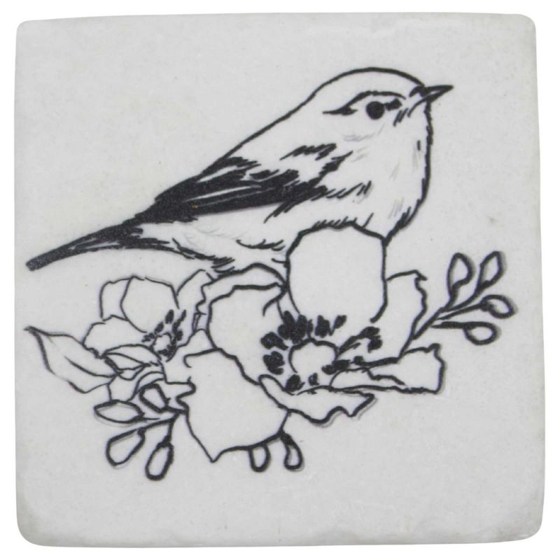 Ganz 3.75 In Bird With Flower Coaster Set Line Art Drawling Coasters, 2 of 6