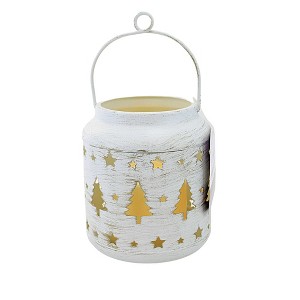 Christmas Metal Winter Lantern Gold Crest Distributing  -  Flameless Candles - 1 of 3