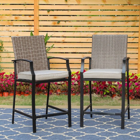 2pk Outdoor Swivel Dining Chairs With Metal Frame & Seat Cushion - Captiva  Designs : Target