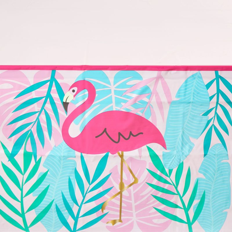 Sparkle and Bash 3 Pack Pink Flamingo Tablecloths Plastic Table Covers for Tropical Party Decorations, 54 x 108 In, 3 of 7