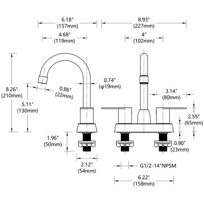 Black Dual-Handle Centerset Bathroom Sink Faucet, Ideal for RVs and 3-Hole Installations