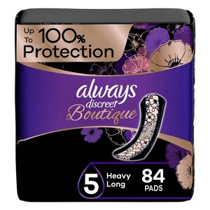 Always Discreet Boutique 5 Drops Incontinence Pads - Heavy - Long Length - 84ct - 1 of 4