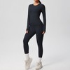 Anna-Kaci Active Women's Long Sleeve Crew Neck Top and High Waist Leggings Set with Slim Fit Design - 3 of 4