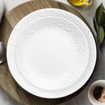 Corelle 18pc Vitrelle Embossed Bella Faenza Dinnerware Set White